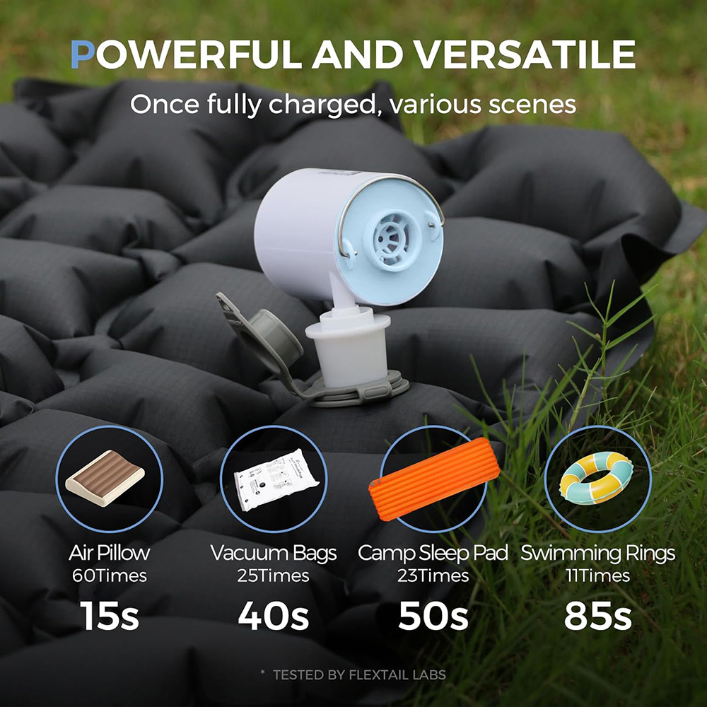 Outdoor Inflatable Camping Tent With Air Pump - FLEXTAIL draagbare luchtpomp, mini-campingpomp met licht,