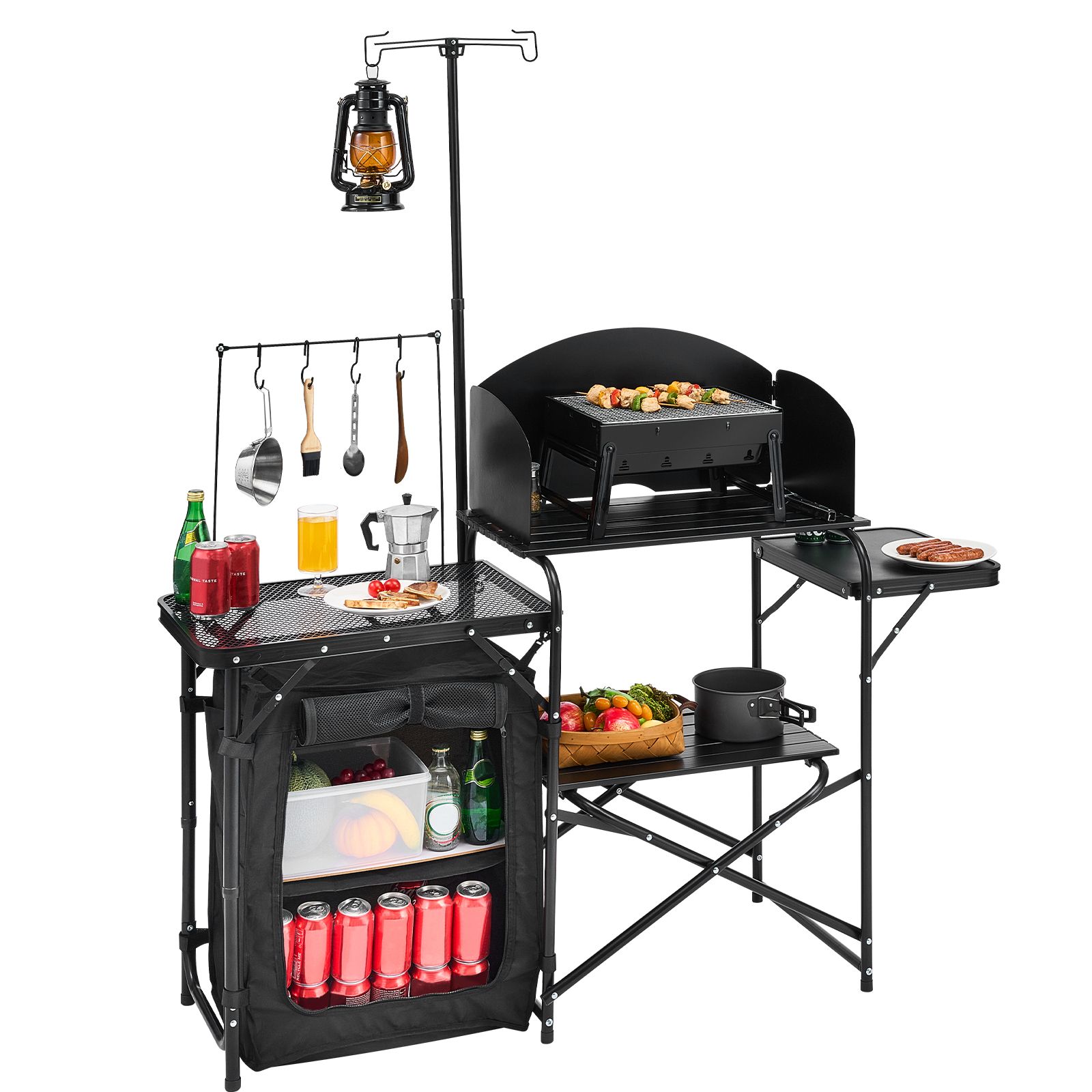 Outdoor Camping Kitchen Setup - Campingkeukenblad, Buitenkeukenblad voor Kamperen, Draagbaar Aluminium