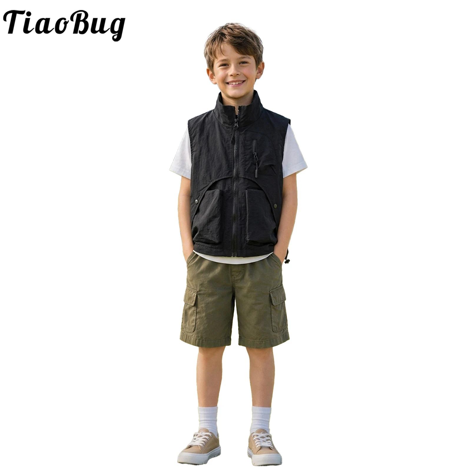 Outdoor Camping Kids Activities - Kinderen Jongens Mode Cargo-vest met ritssluiting