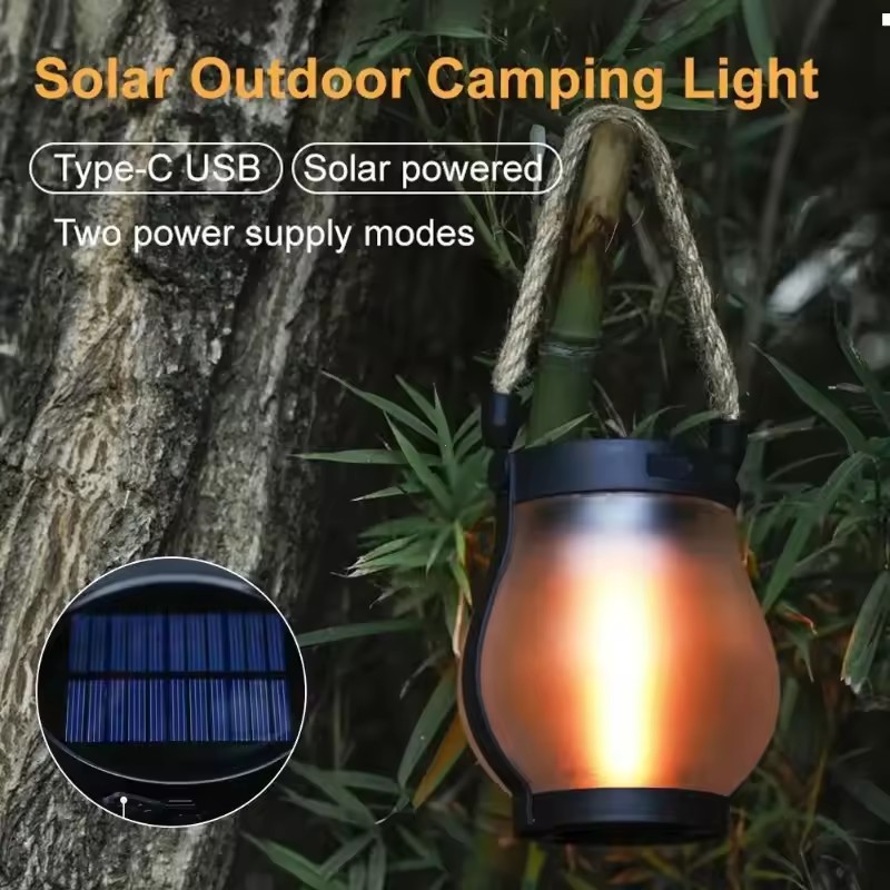 Camping Solar Lantern - USB Oplaadbare Campinglamp Zonne-vlamlichten IPX4 Waterdicht