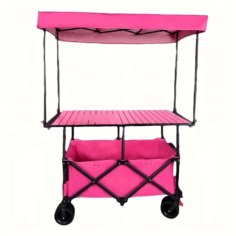 Outdoor Camping Trolley - Opvouwbare stalen tafelkar, kraamkar, multicolor, mobiel,