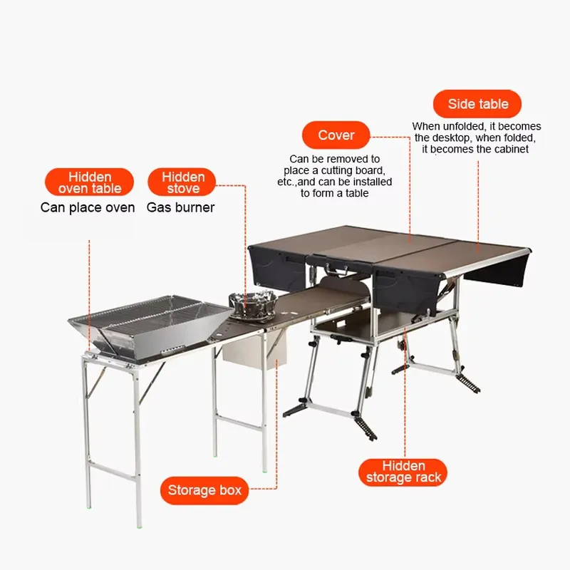 Outdoor Camping Kitchen Setup - Handige campingkeukenbox voor buitenkeukenopstelling voor uw