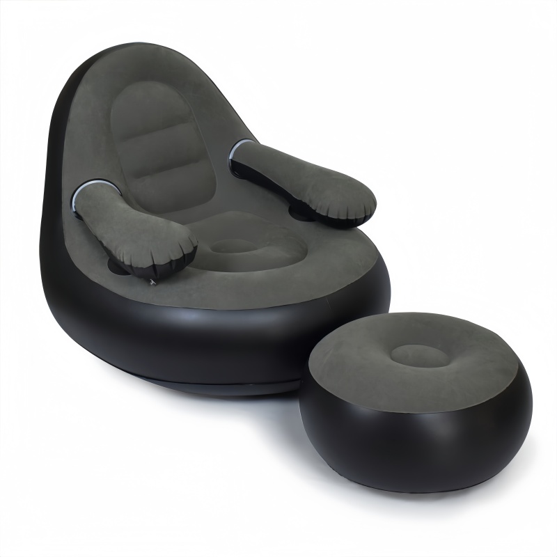 Outdoor Camping Chairs Folding - Opblaasbare PVC-sofa met armleuningen en voetenbank,