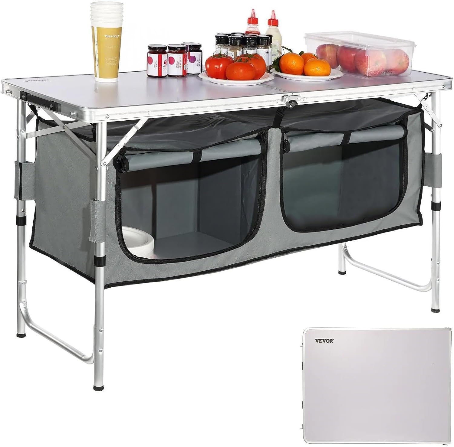 Outdoor Camping Kitchen Setup - Campingkeukenstation, 3 in hoogte verstelbare opklapbare