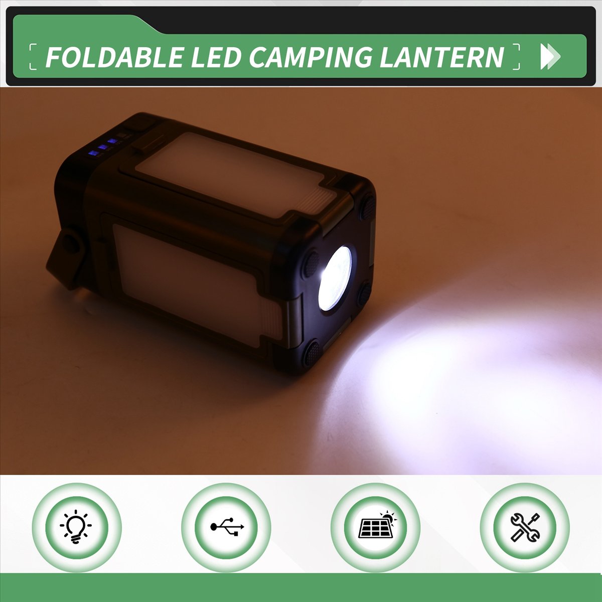 Camping Solar Lantern - X08A Opvouwbare LED-campinglantaarn, op zonne-energie oplaadbaar,