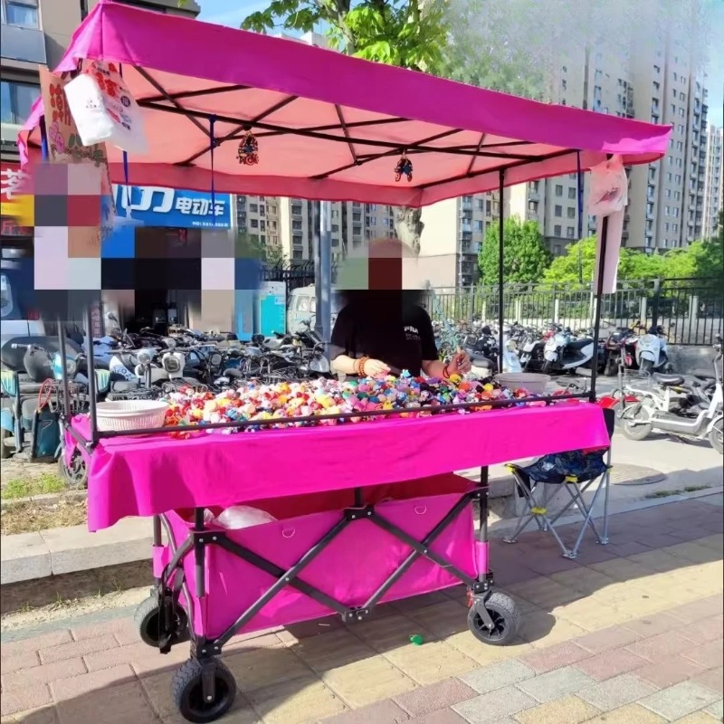 Outdoor Camping Trolley - Verrijdbare kraam met groot opklapbaar tafelblad,