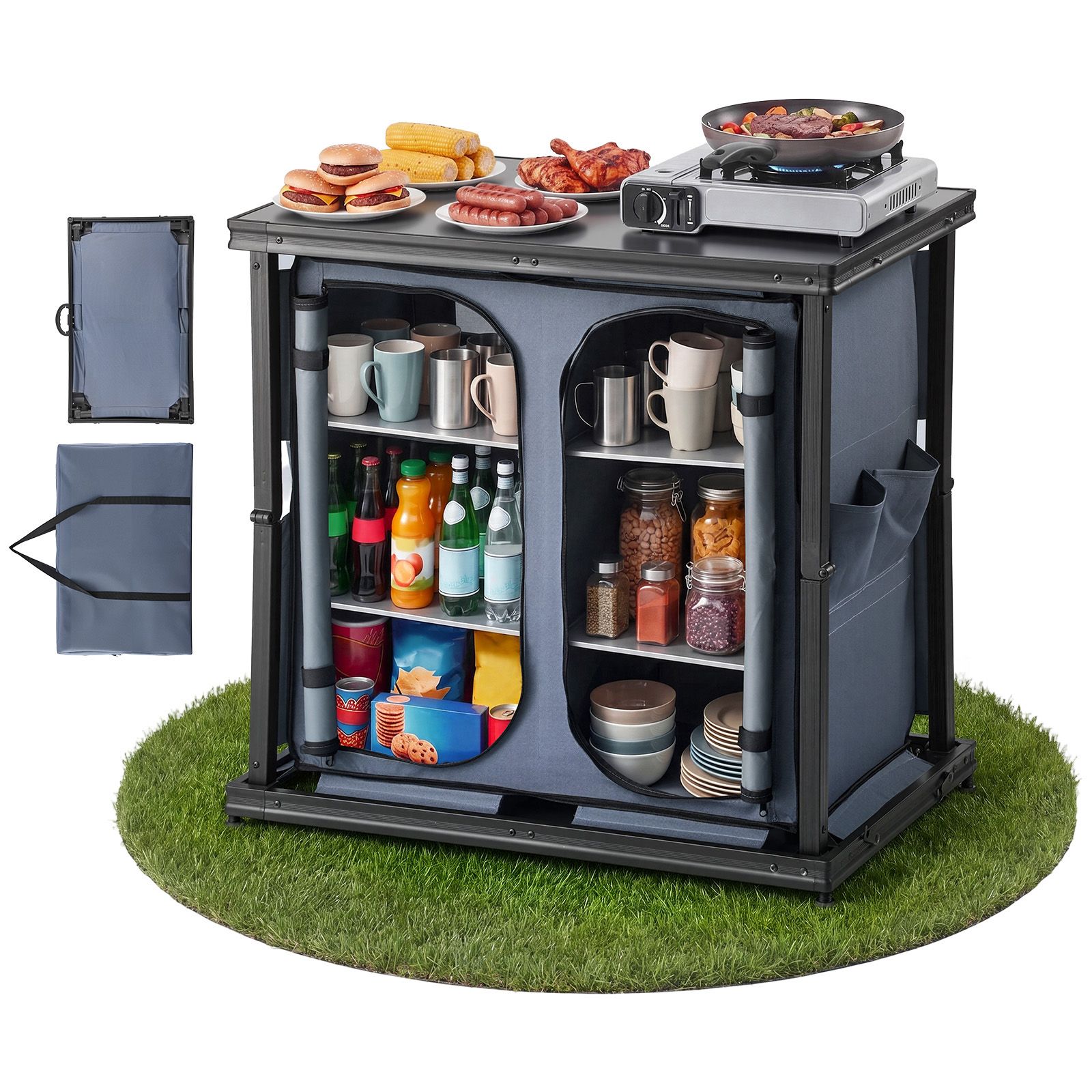 Opvouwbare campingopbergkast,  - Outdoor Camping Kitchen Setup recensie en prijs