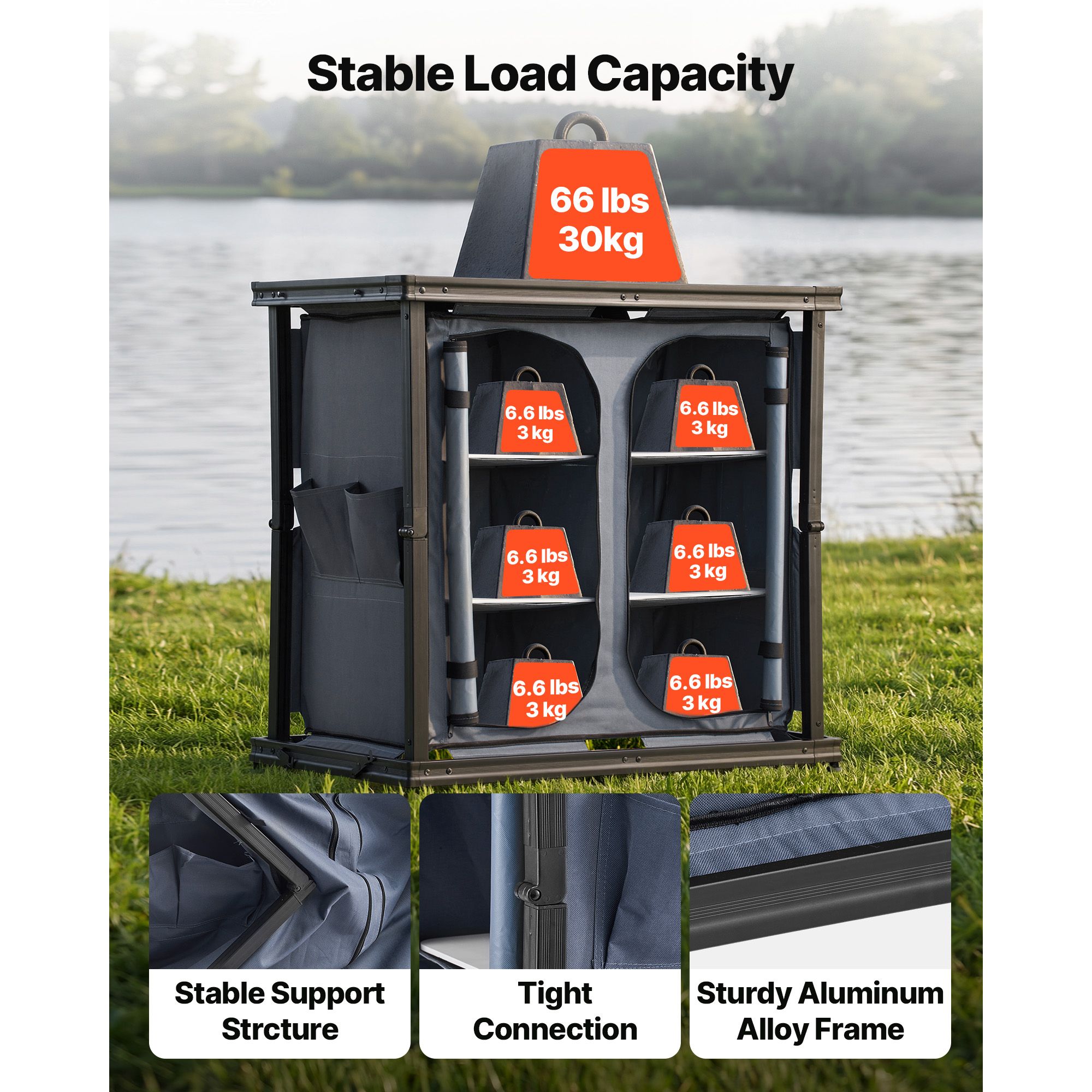 Opvouwbare campingopbergkast,  - Outdoor Camping Kitchen Setup recensie en prijs