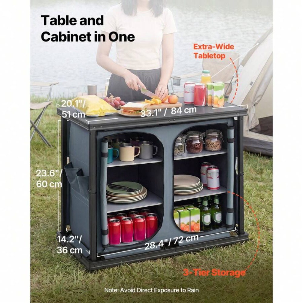 Opvouwbare camping-opbergkast, - Outdoor Camping Kitchen Setup recensie en prijs