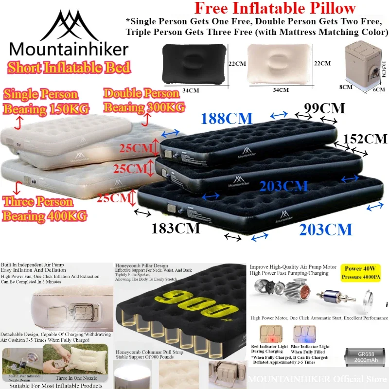 MOUNTAINHIKER Interieur Opblaa - Outdoor Inflatable Camping Tent With Air Pump recensie en prijs