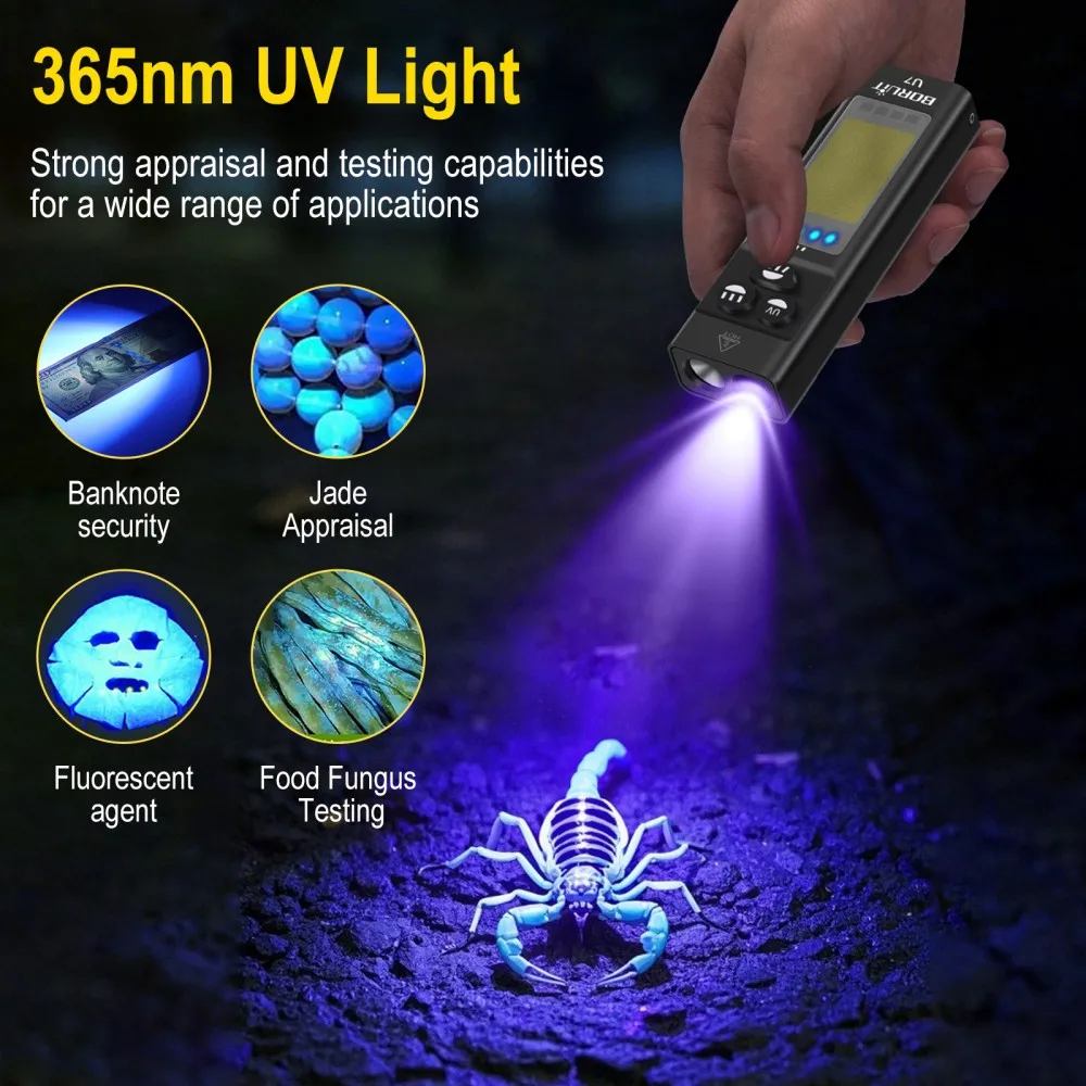 BORUiT U7 UV LED EDC Zaklamp 1 - Battery Outdoor Camping recensie en prijs