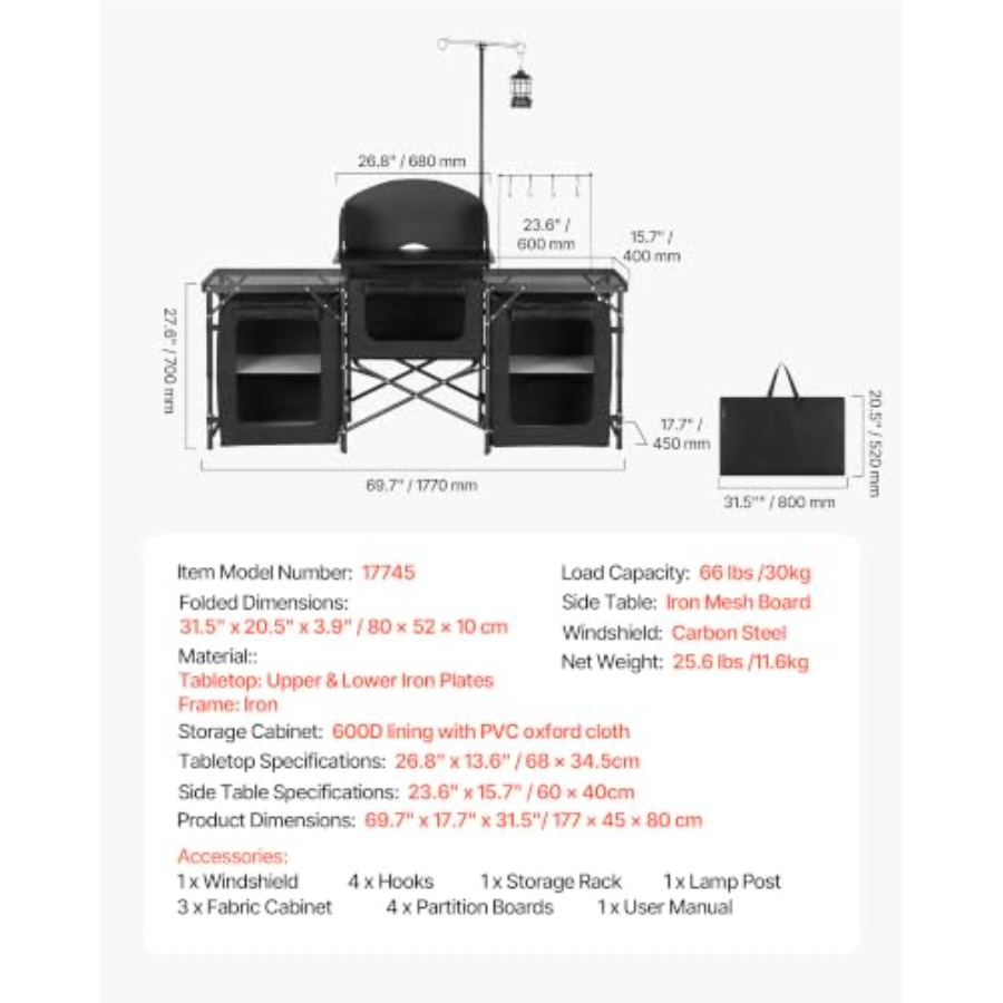 Opvouwbare campingtafel, draag - Outdoor Camping Kitchen Setup recensie en prijs