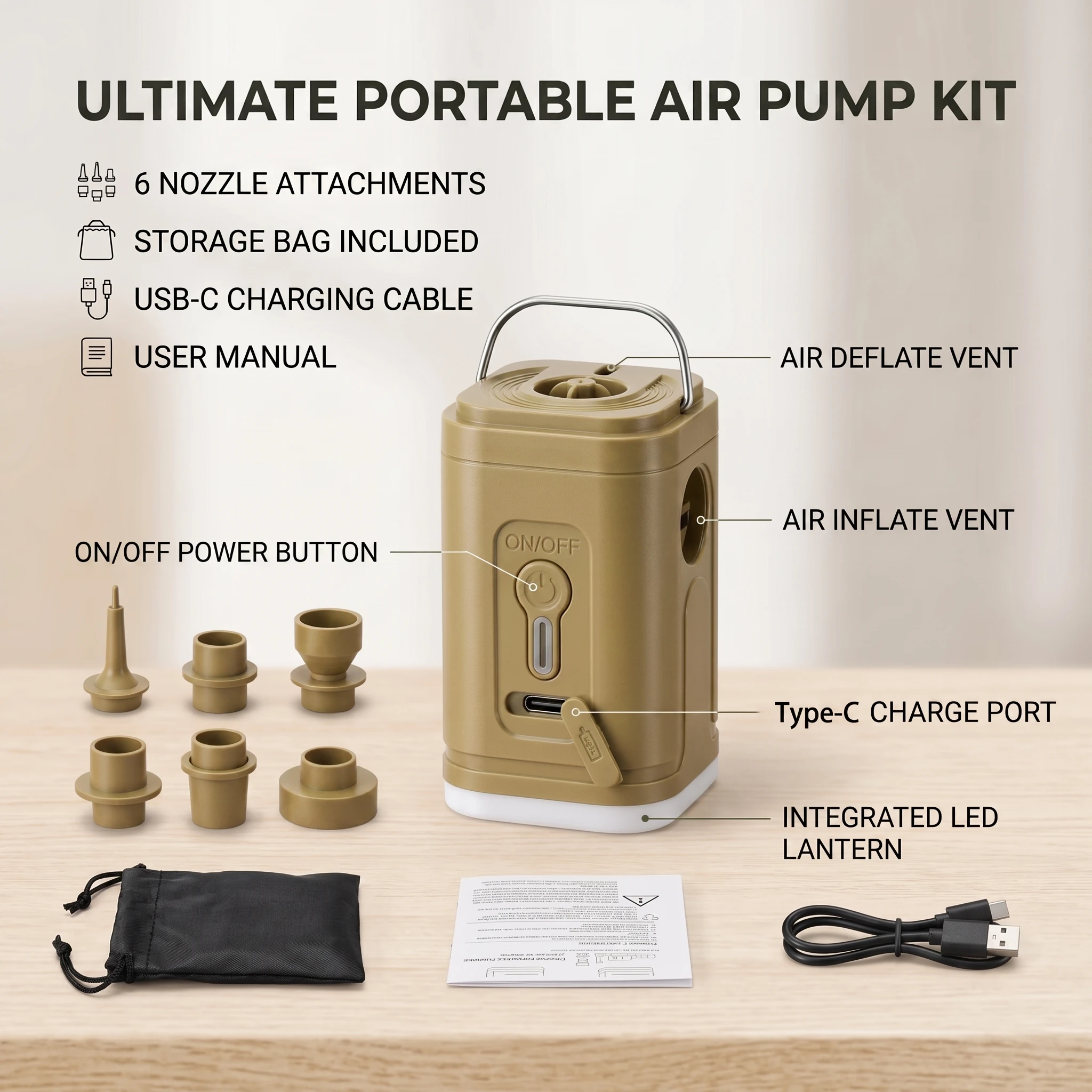 Draadloze mini-luchtpomp USB-C - Outdoor Inflatable Camping Tent With Air Pump recensie en prijs